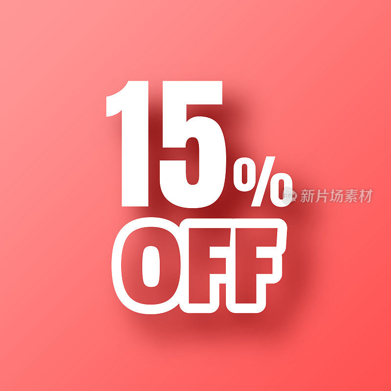 15% Off (15% Off)。图标在红色背景与阴影